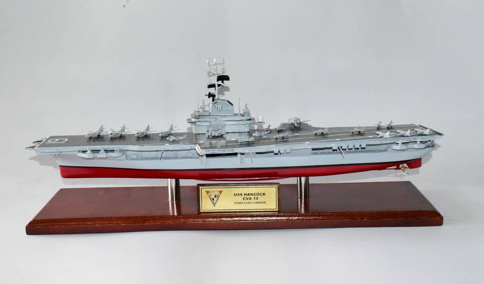 USS Hancock CVA-19 Aircraft Carrier Model,Navy,Scale Model,Mahogany,Essex Class,24 inch