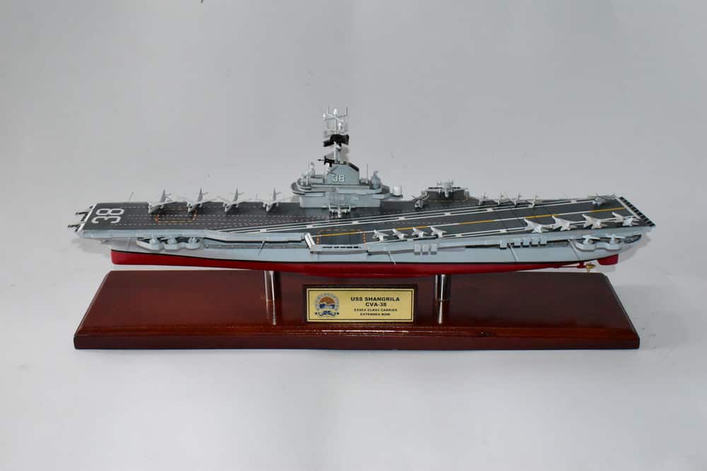 USS Shangri-La CVA-38 Aircraft Carrier Model,Navy,Scale Model,Mahogany,24 inch,Essex Class