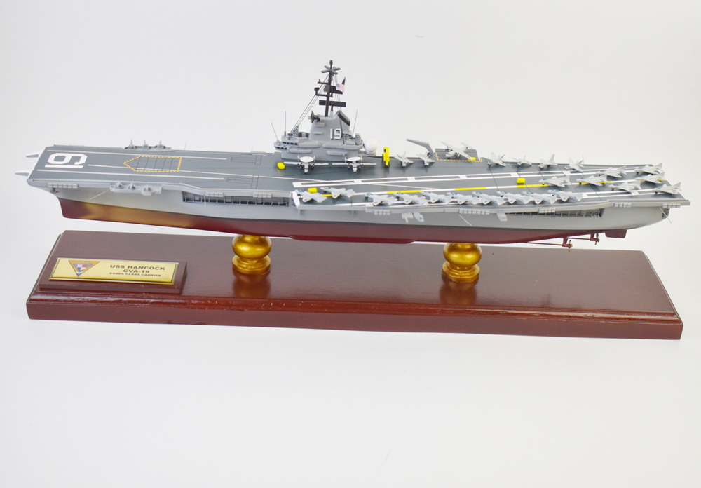 USS Hancock CVA-19 Aircraft Carrier Model,Navy,Scale Model,Mahogany,Essex Class,24 inch