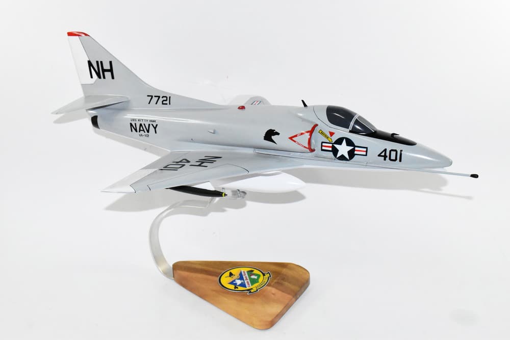 VA-112 Broncos USS Kitty Hawk 1967 A-4c Model, 1/27th Scale, Mahogany, Navy