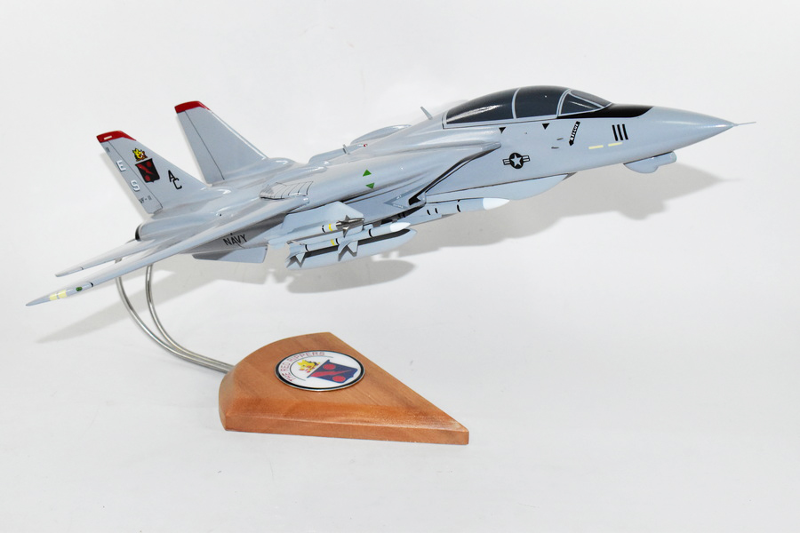 VF-11 Red Rippers (1984) F-14a Tomcat Model, 1/42 (18″) Scale, Mahogany, Navy, Fighter