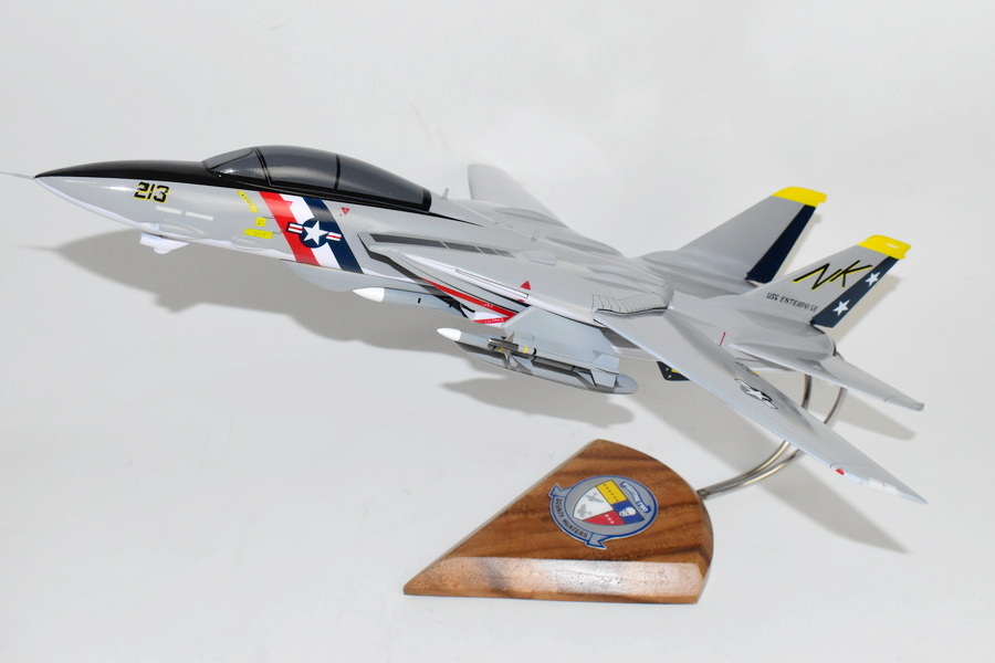 VF-2 Bounty Hunters USS Enterprise F-14a Tomcat Model, 1/42 (18″) Scale, Mahogany, Navy, Fighter