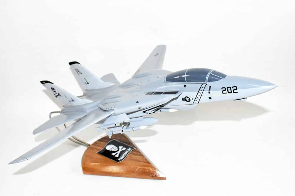 VF-84 Jolly Rogers F-14a (1990 USS Lincoln) Tomcat Model, 1/42 (18″) Scale, Mahogany, Navy, Fighter