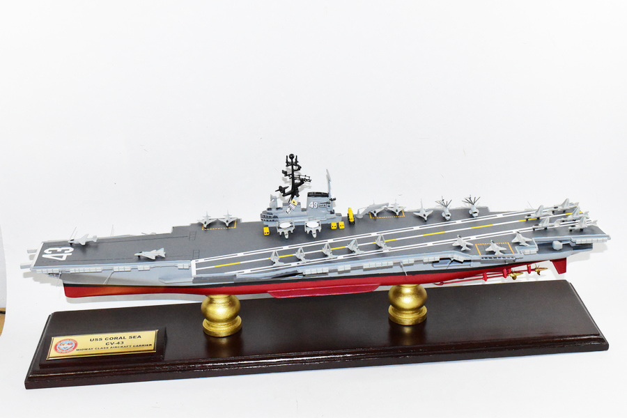 USS Coral Sea CVA-43 Aircraft Carrier Model,Navy,Scale Model,Mahogany,Midway Class,24 inch