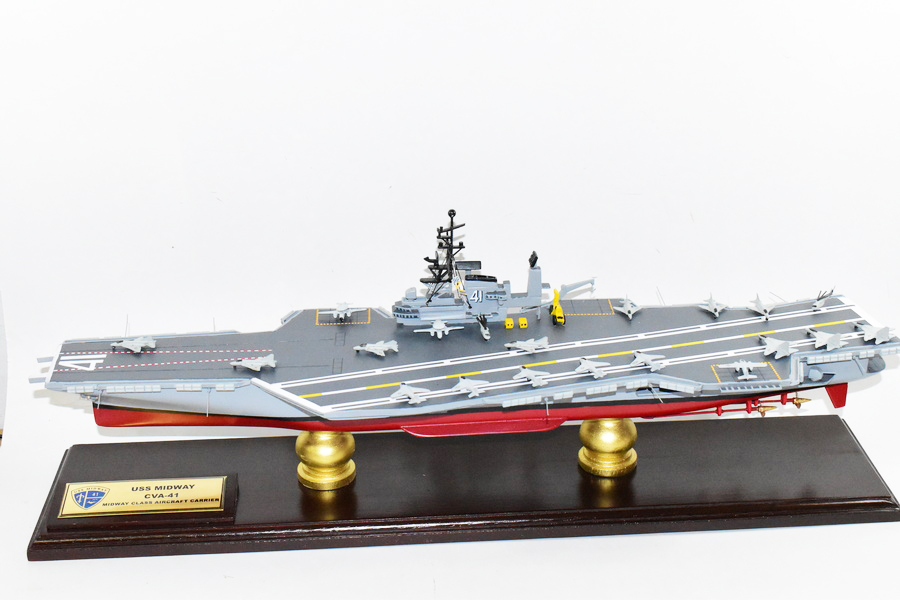 USS Midway CVA-41 Aircraft Carrier Model,Navy,Scale Model,Mahogany,Midway Class,24 inch