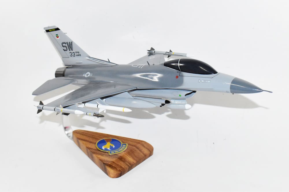 Lockheed Martin® F-16 Fighting Falcon®, 33rd Fighter Squadron, 18″ Mahogany Scale Model