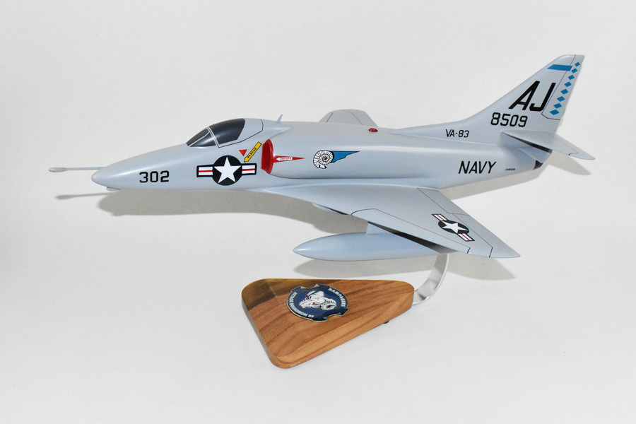 VA-83 Rampagers A-4C Model, 1/27th Scale, Mahogany, Navy