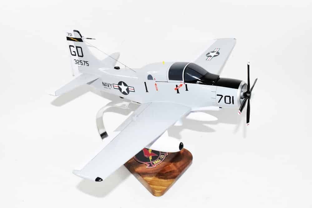 VAQ-33 Firebirds 1970 EA-1F Model, AD5Q,  Navy, 1/33 Scale Model, Mahogany