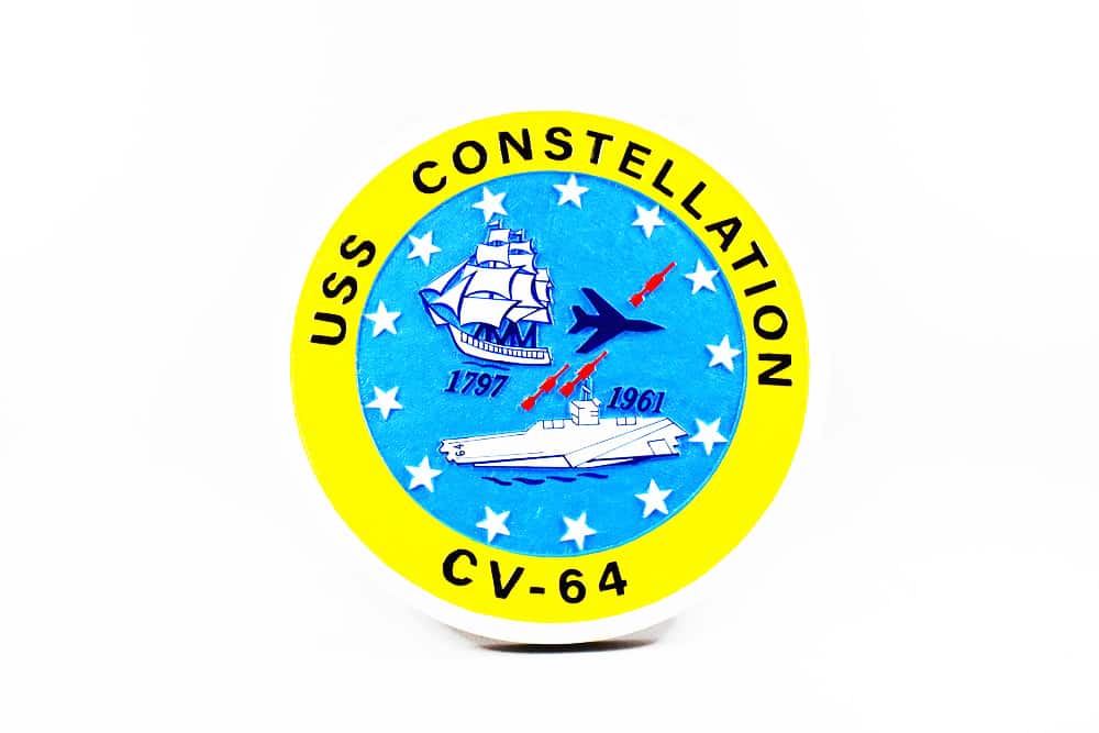 CV-64 USS Constellation Plaque,14″, Mahogany