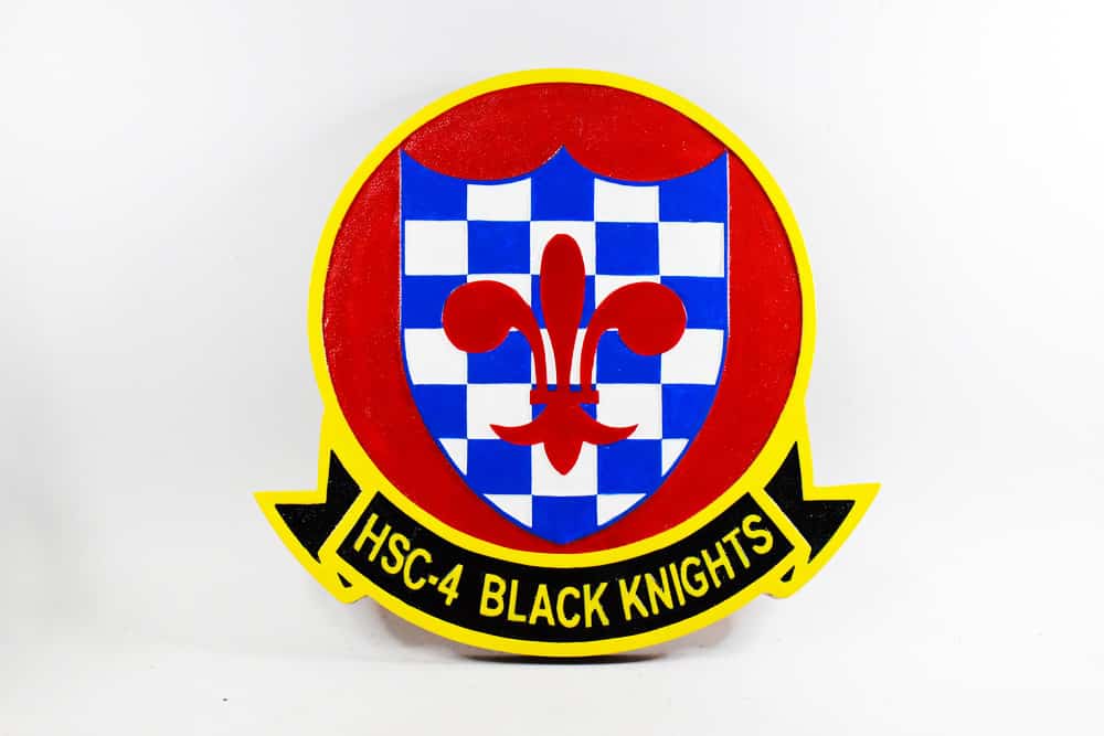 HSC-4 Black Knights Plaque,14″, Mahogany