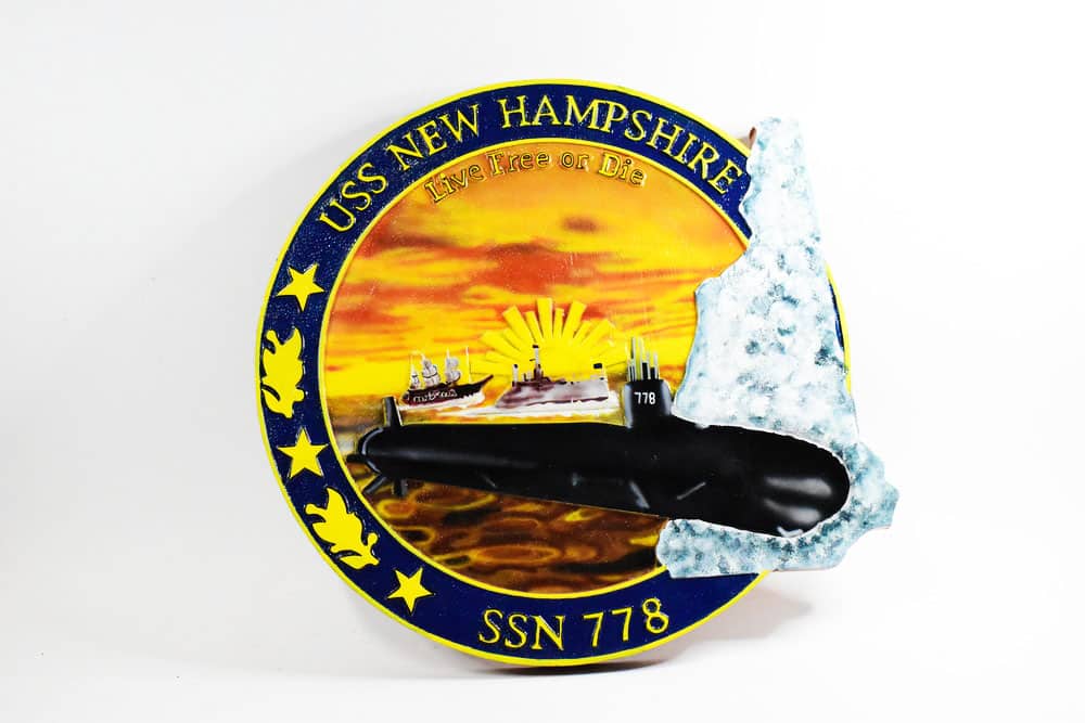 SSN-778 USS New Hampshire Plaque, 14″, Mahogany, Navy