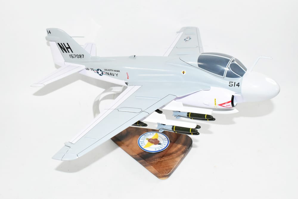 VA-75 Sunday Punchers USS Kitty Hawk 1968 157027 A-6A  Intruder Model, 1/36th Scale, Mahogany, Navy