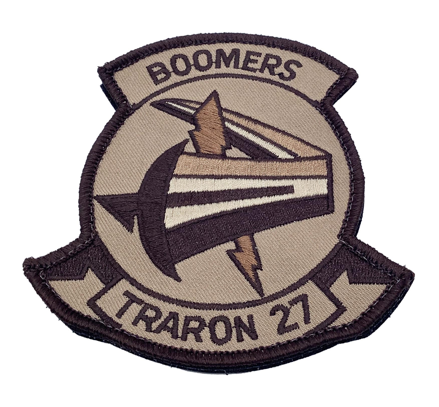 VT-27 Boomers Tan Squadron Patch – With Hook and Loop, 4″