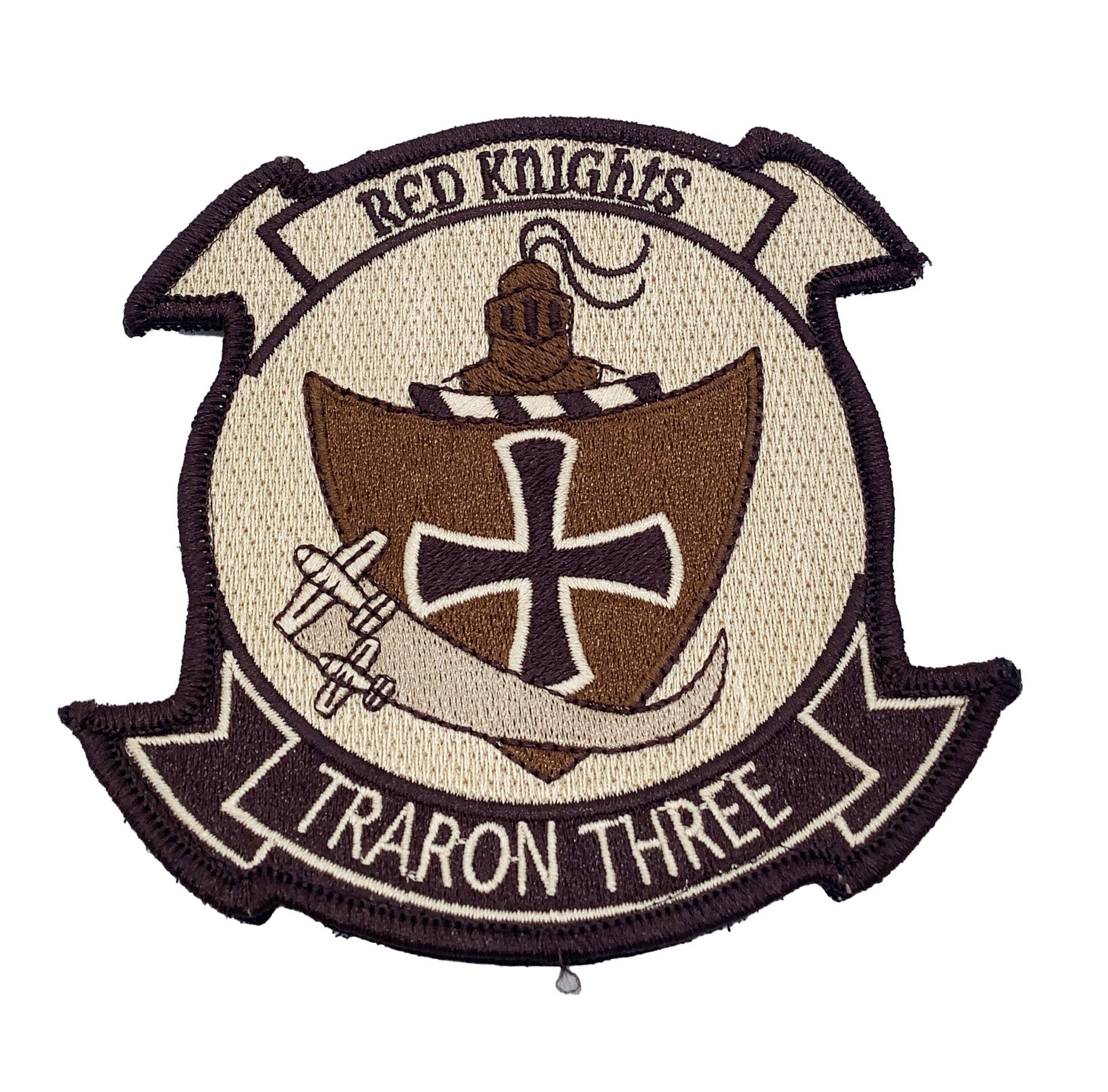 VT-3 Red Knights Tan Patch –With Hook and Loop, 4.25″