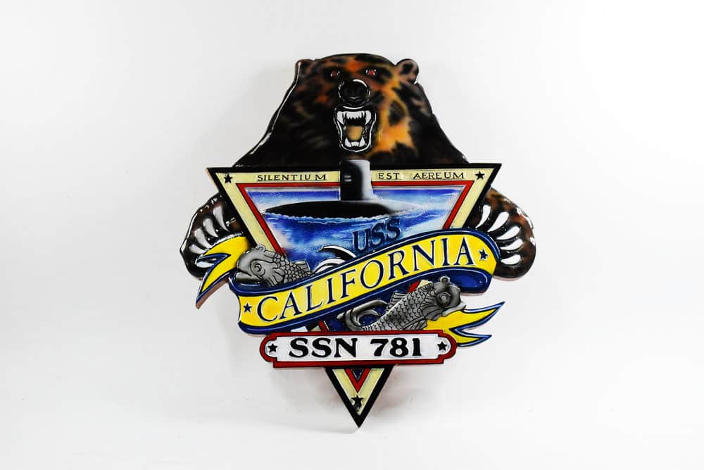 SSN-781 USS California Plaque, 14″, Mahogany, Navy