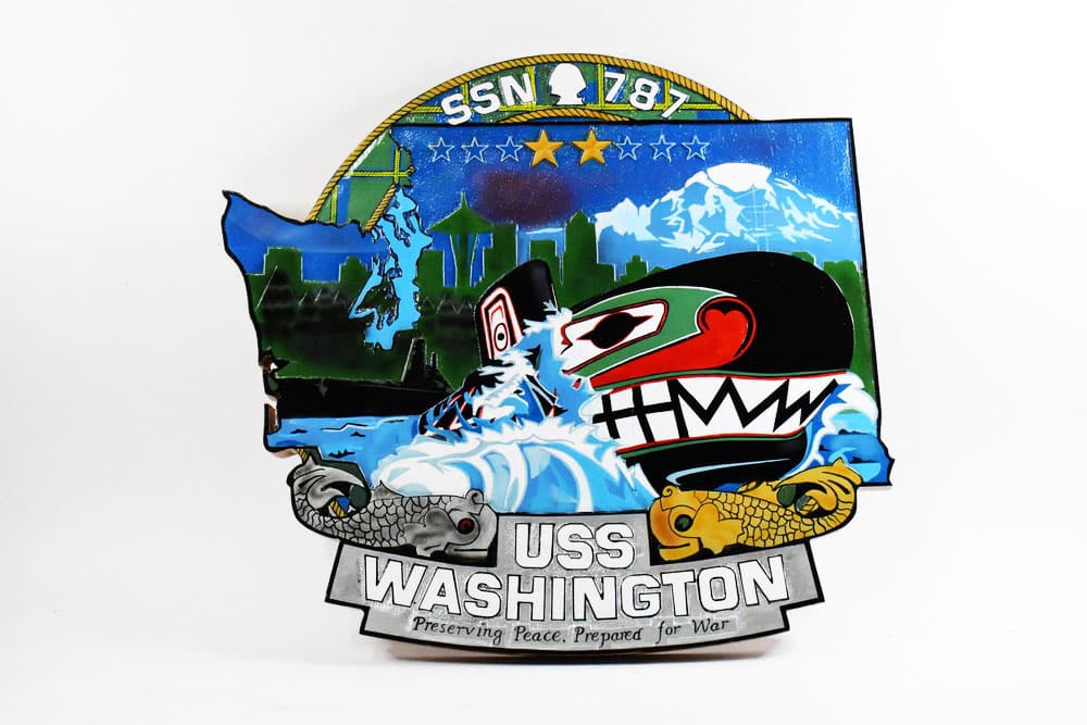SSN-787 USS Washington Plaque, 14″, Mahogany, Navy