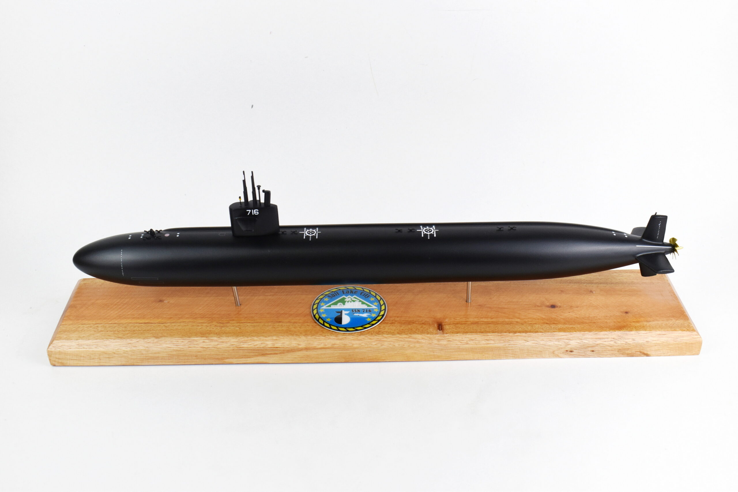 USS Salt Lake City (SSN-716) Black Hull FLT I Submarine Model,Navy,Scale Model,Mahogany,LA Class
