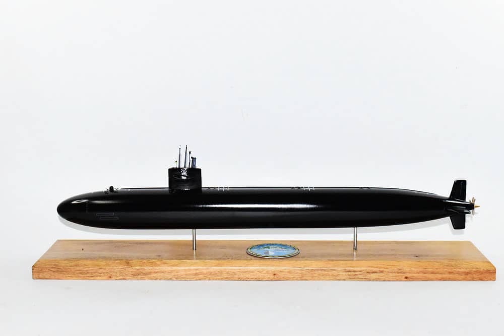 USS Salt Lake City (SSN-716) Black Hull FLT I Submarine Model,Navy,Scale Model,Mahogany,LA Class