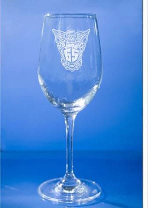 Stemmed Wine Glass with Sand Etching