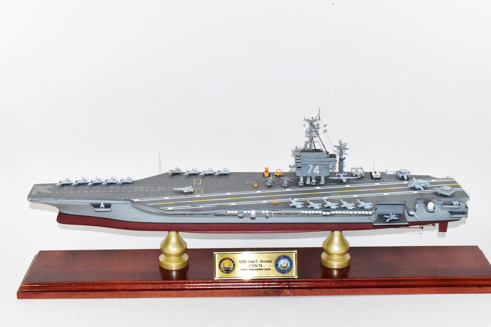 USS John C Stennis CVN-74 Nimitz Class Carrier Model, Navy, Mahogany, 24 inch, Nimitz Class