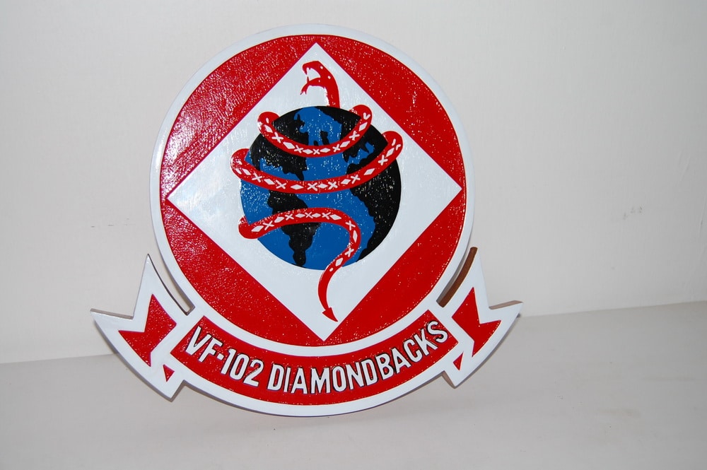 VF-102 Diamondbacks Plaque, 14″ Mahogany