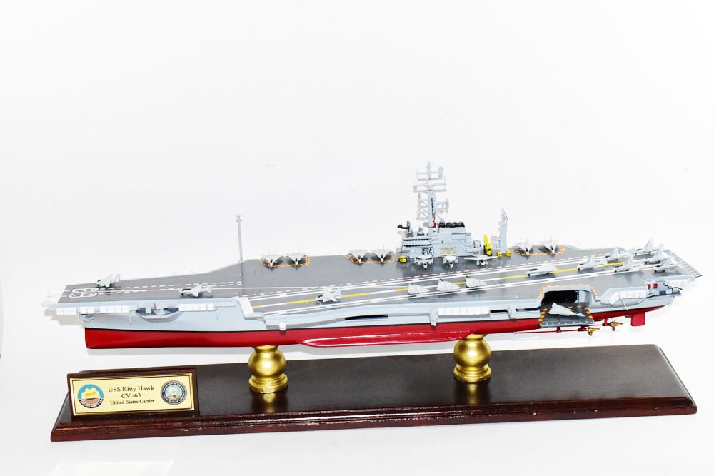 USS Kitty Hawk CV-63 Aircraft Carrier Model – 24 inch,Navy,Scale Model,Mahogany,Kitty Hawk Class