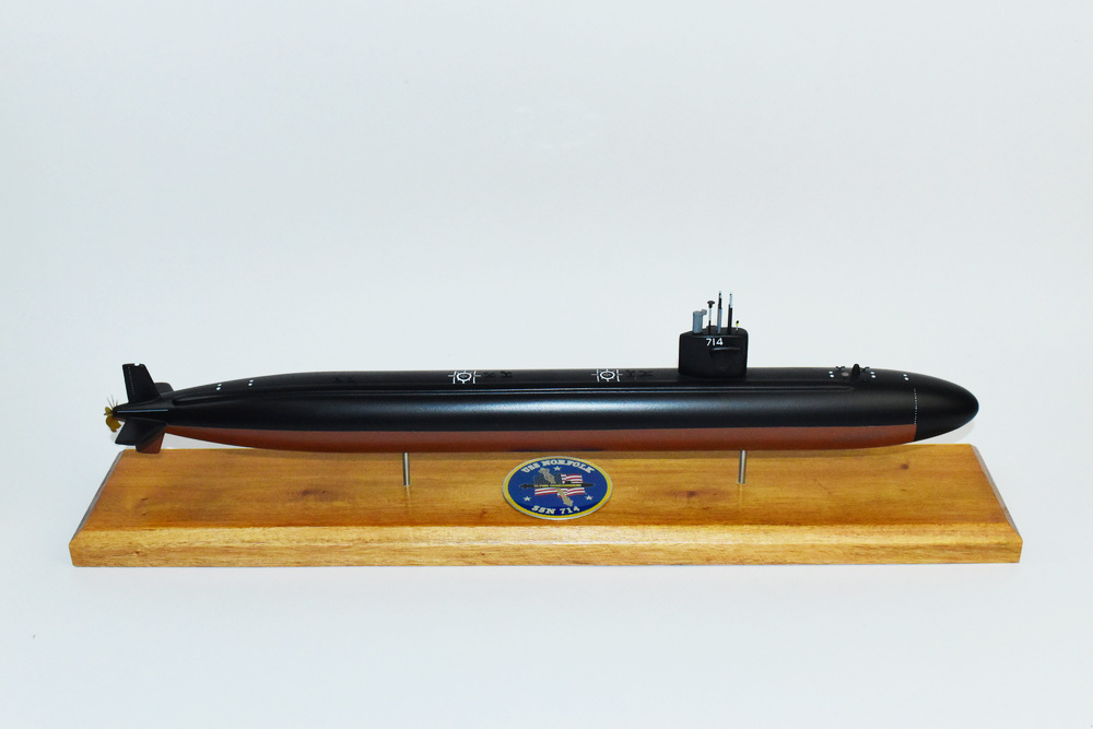 USS Norfolk (SSN-714) FLT I Submarine Model,Navy,Scale Model,Mahogany,20 inch,LA Class