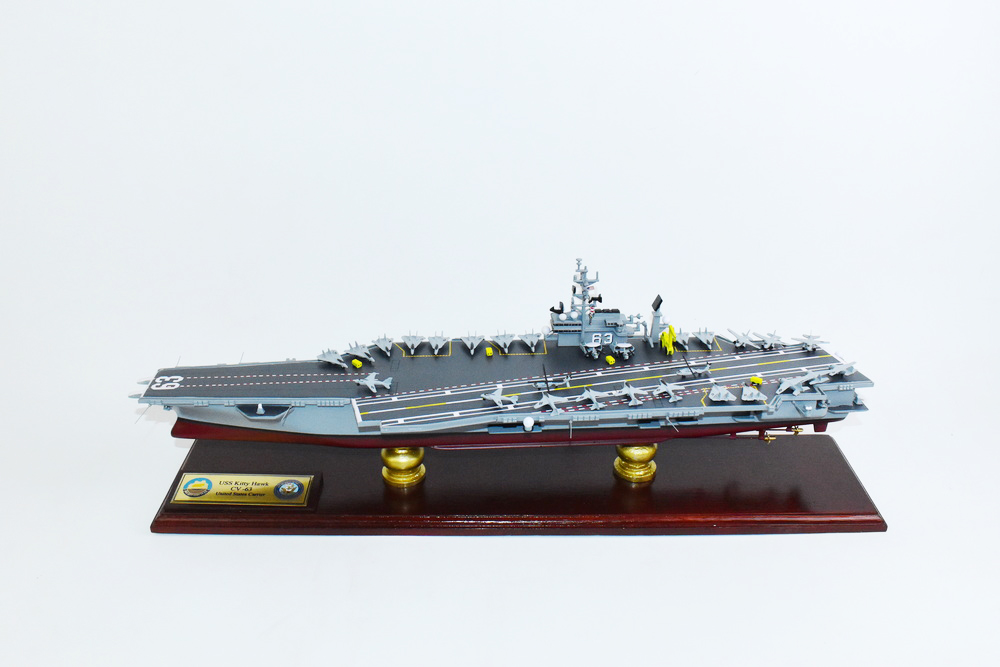 USS Kitty Hawk CV-63 Aircraft Carrier Model – 24 inch,Navy,Scale Model,Mahogany,Kitty Hawk Class