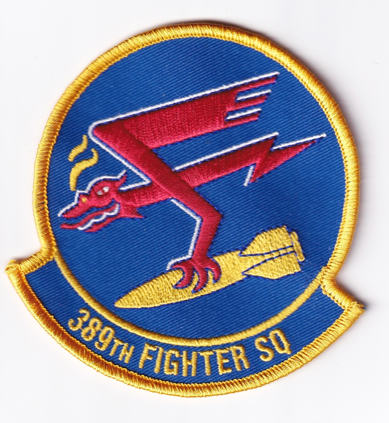 389th Fighter Squadron Patch – With Hook and Loop, 4″