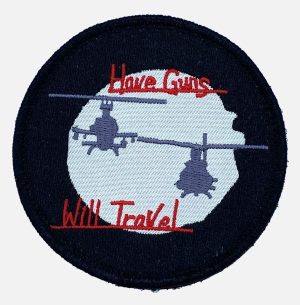 HMLA-167 Have Guns Will Travel Shoulder Patch – With Hook and Loop B&W, 3"