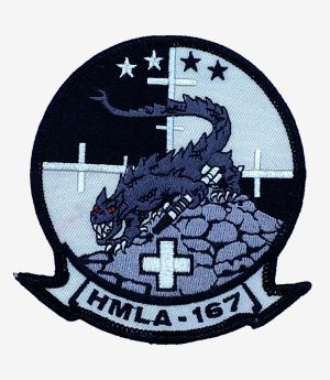 HMLA-167 Warriors Squadron Patch (Black) – With Hook and Loop