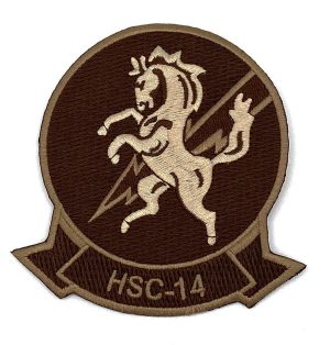 HSC-14 Chargers Squadron Patch (Tan) – With Hook and Loop,4.25″