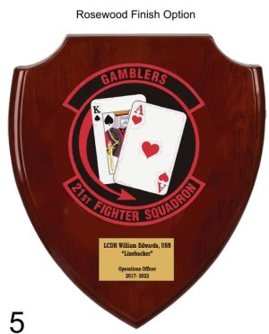 Custom Sublimated Solid Wood Plaques with Brass Medallions