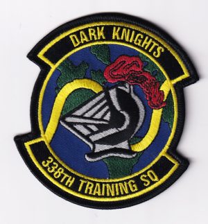 338th Training Squadron, Dark Knights, Embroidered Patch, 4 inch, Hook and Loop