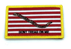 Don't Tread On Me Embroidered Shoulder Patch with Hook and Loop, 3.75"x2"