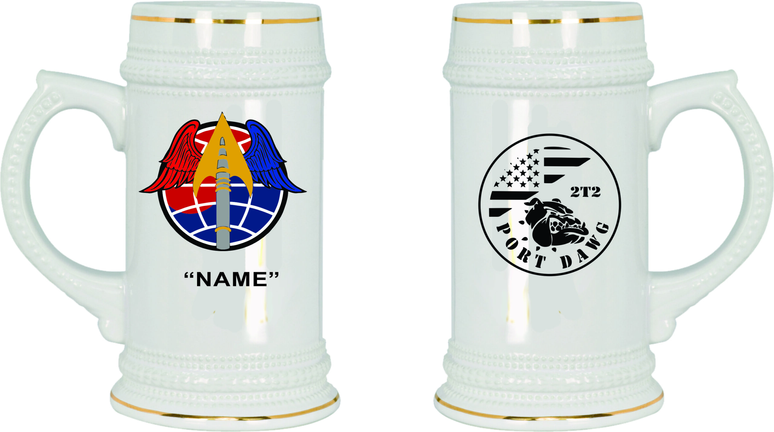 731 AMS Heritage Patch/ Port Dawg Squadron Stein, Ceramic, 18 ounces, 2 sides