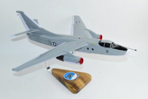 Handcrafted 18-inch wooden EA-3B Skywarrior model with VQ-2 Bats markings (1960s Navy ELINT aircraft)
