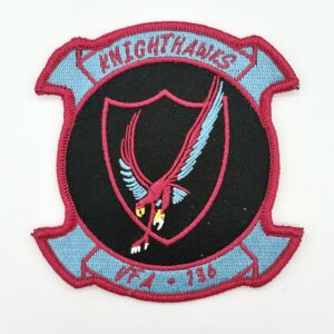 VFA-136 "Knighthawks" Squadron Patch, 4" Circular Embroidered "Miami Vice" Morale Edition Patch with Hook and Loop Backing, US Navy F/A-18E Super Hornet Tactical Insignia