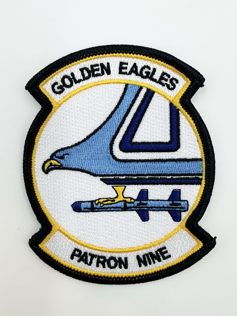 VP-9 Golden Eagle White Patch - With Hook and Loop, Embroidered, 4"
